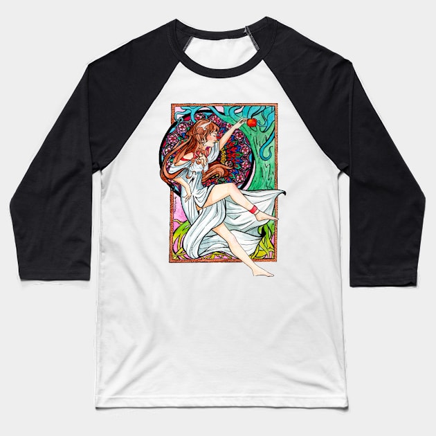 Eve Art Nouveau Baseball T-Shirt by raspberrysatan